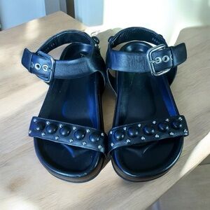 AGL Black Leather Sandals
